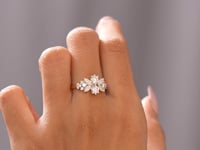 1.494 CT Marquise, Round Cut Colorless Engagement Ring