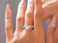 2.1 CT Emerald, Round Cut Colorless Engagement Ring