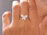 1.16 CT Pear, Marquise Diamond Butterfly Open Ring