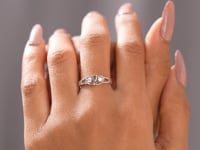 0.14 CT Round Diamond Dual Heart Fashion Ring