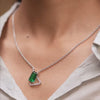 Emerald Cut Green Gemstone Jewelry Set: Modern Avant Garde Necklace & Earrings