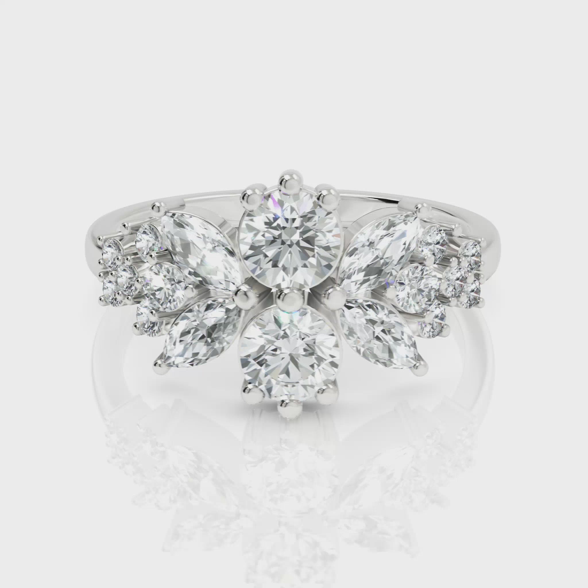 1.494 CT Marquise, Round Cut Colorless Engagement Ring