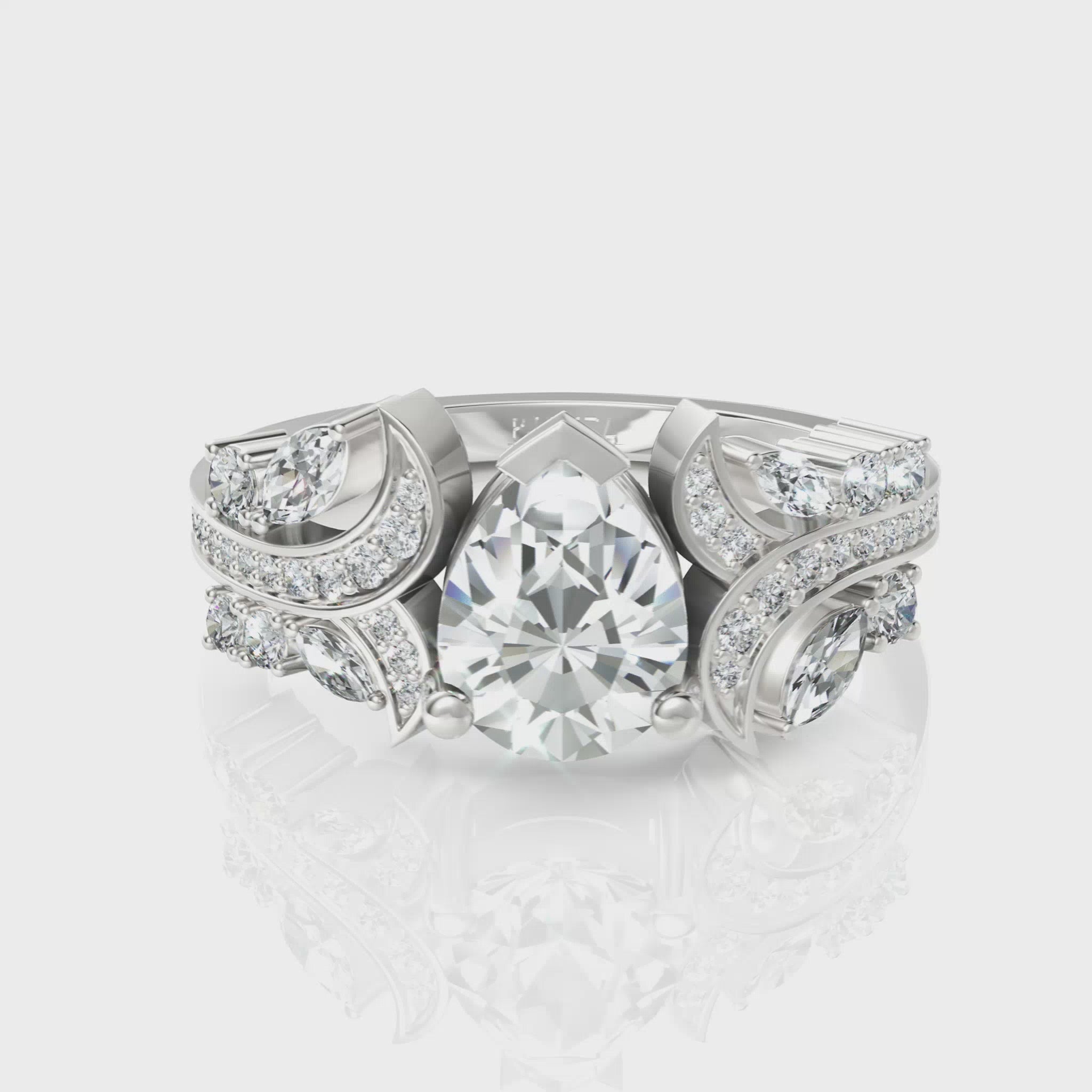 2.47 CT Marquise, Pear, Round Cut Colorless Engagement Ring