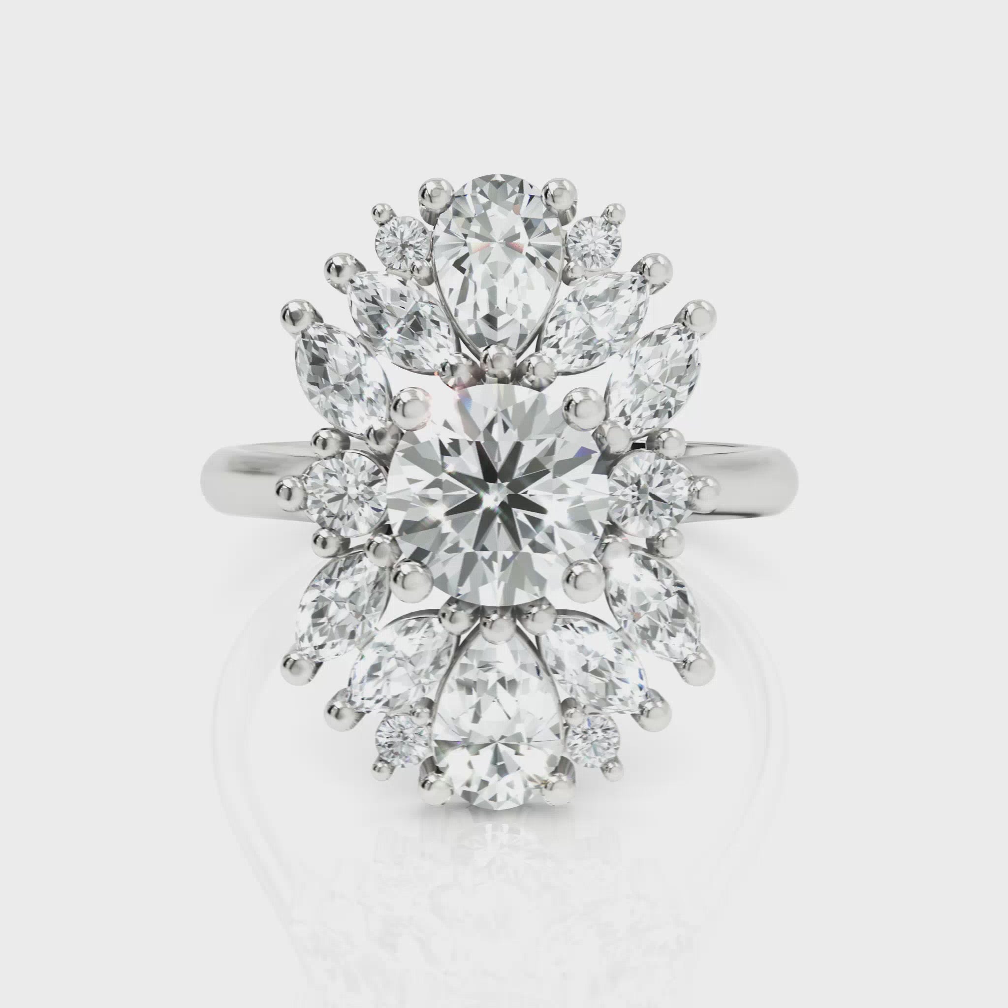 3.00 CT Pear, Marquise, Round Cut Colorless Engagement Ring