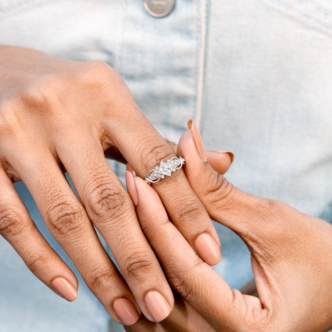 0.974 CT Princess, Round Cut Colorless Engagement Ring