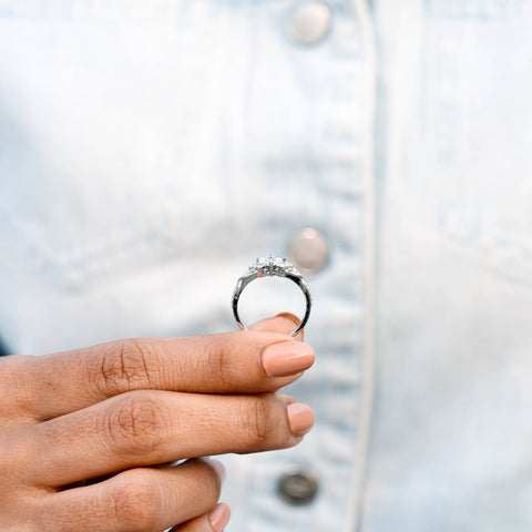 0.974 CT Princess, Round Cut Colorless Engagement Ring