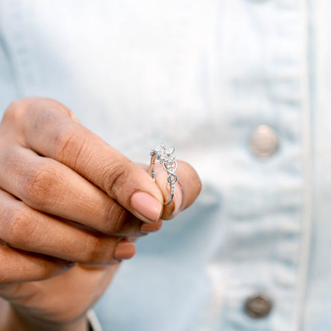 0.974 CT Princess, Round Cut Colorless Engagement Ring