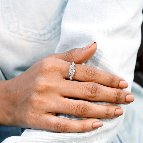 0.974 CT Princess, Round Cut Colorless Engagement Ring