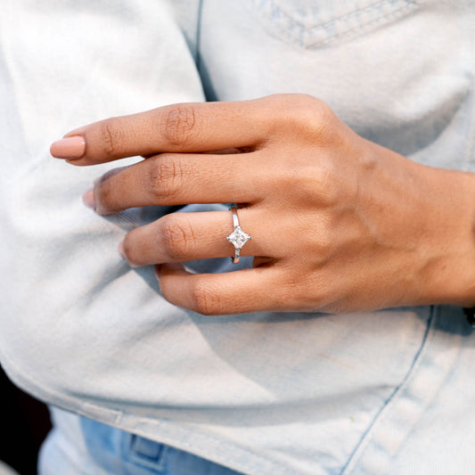 1.00 CT  Princess Cut Colorless Engagement Ring