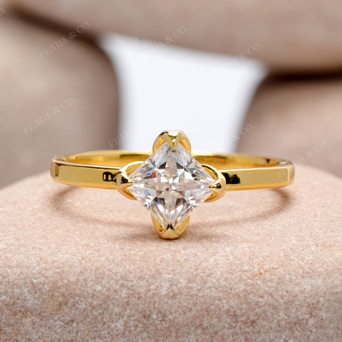 1.00 CT  Princess Cut Colorless Engagement Ring