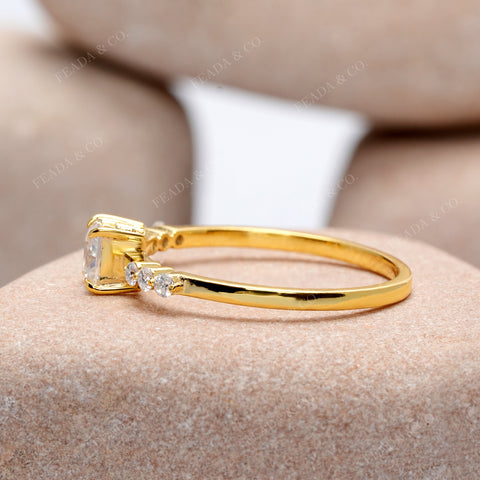 0.498 CT Princess, Round Cut Colorless Engagement Ring