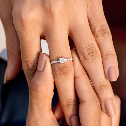 0.498 CT Princess, Round Cut Colorless Engagement Ring