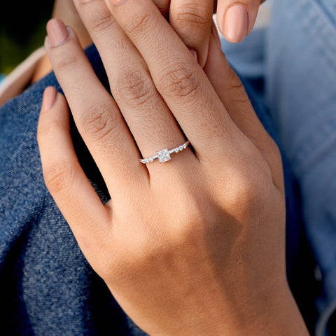 0.498 CT Princess, Round Cut Colorless Engagement Ring