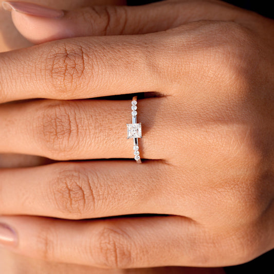 0.498 CT Princess, Round Cut Colorless Engagement Ring