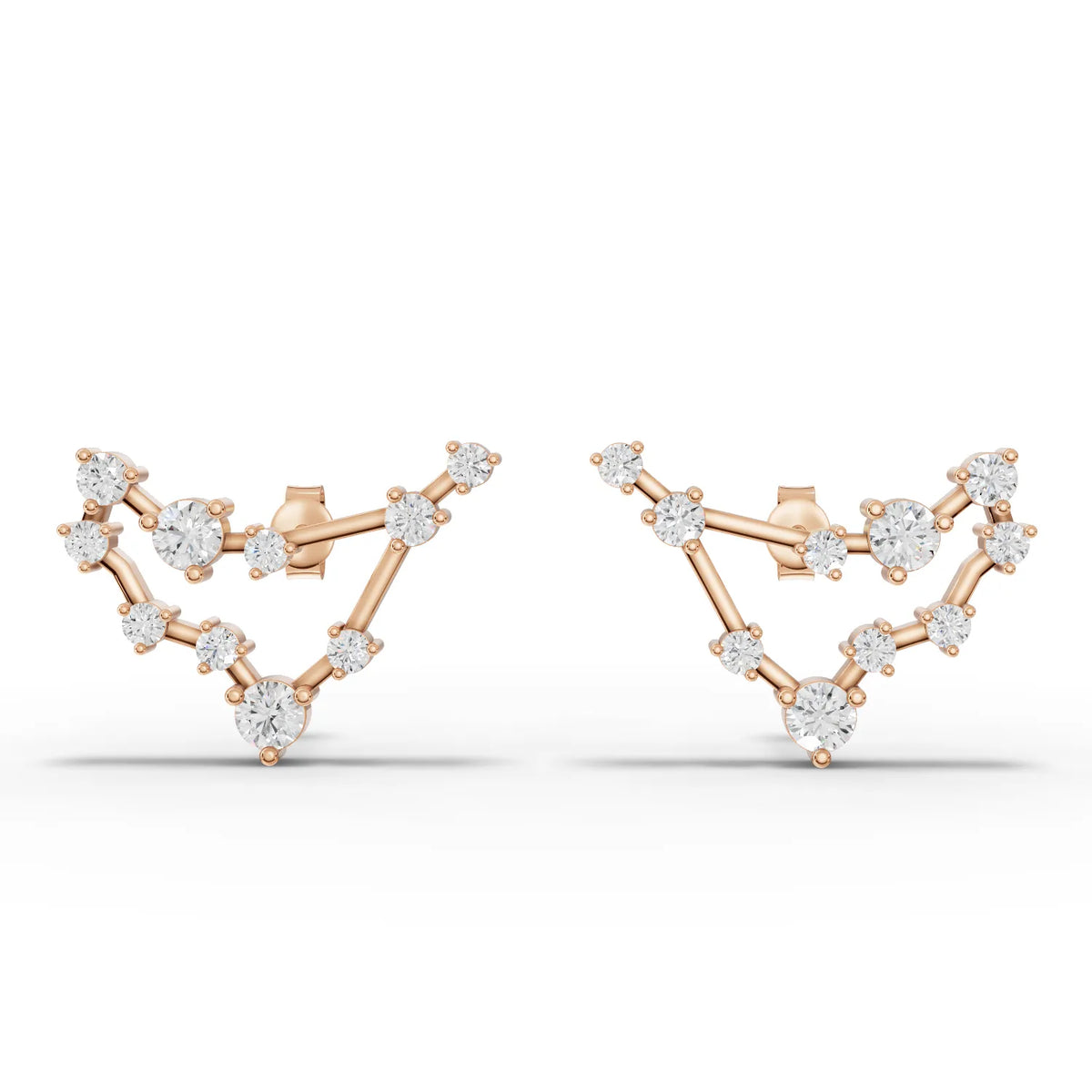 Capricon Zodiac Round Diamond Earring