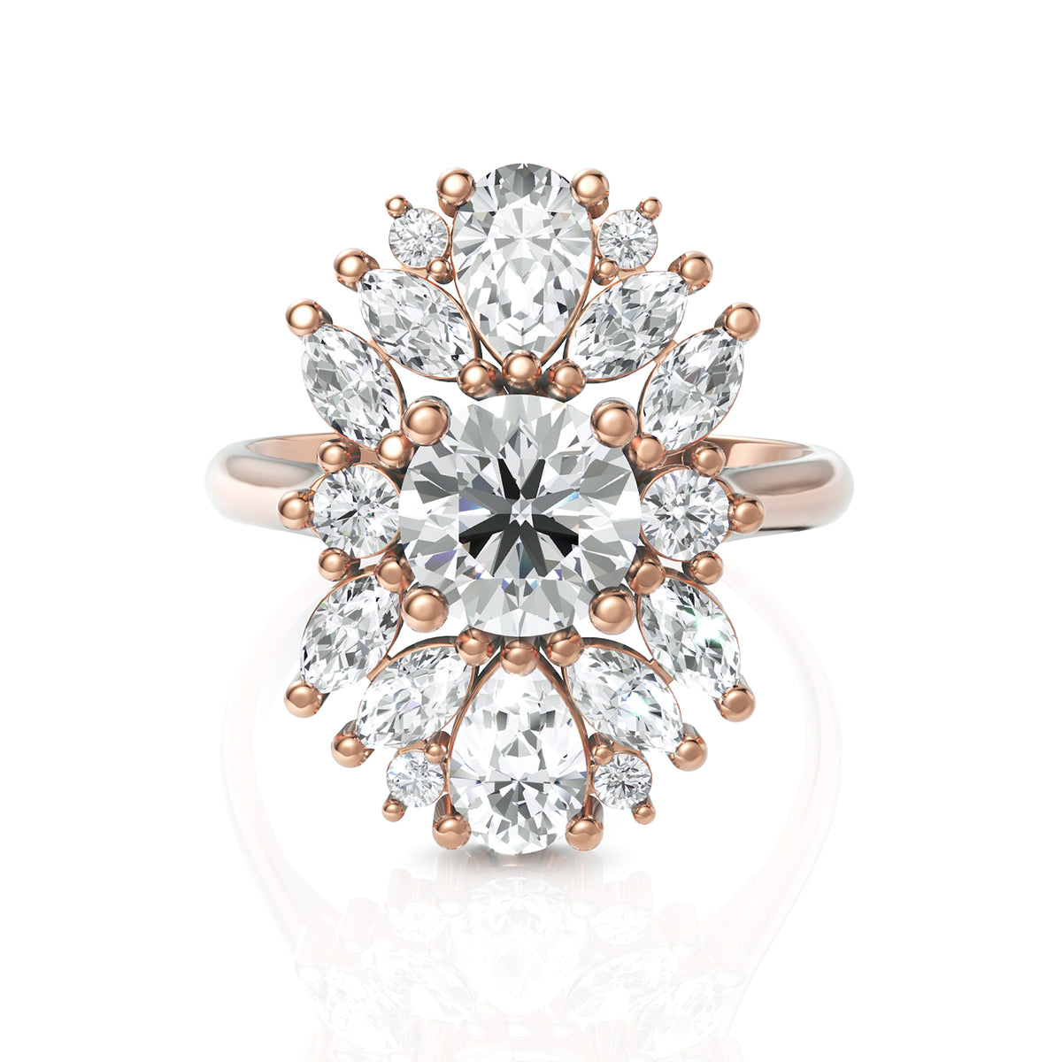 3.00 CT Pear, Marquise, Round Cut Colorless Engagement Ring