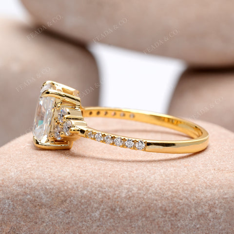 2.14 CT Round, Radiant Cut Colorless Engagement Ring