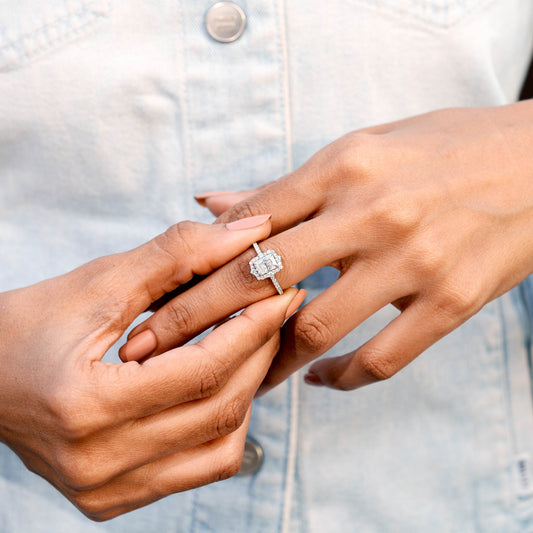 1.428 CT Radiant, Round Cut Colorless Engagement Ring
