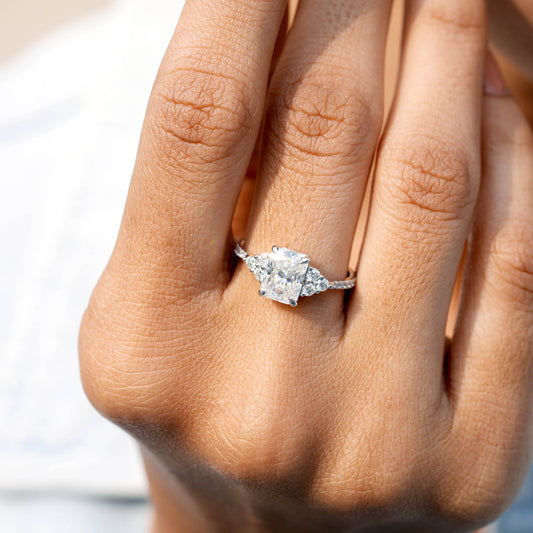 2.14 CT Round, Radiant Cut Colorless Engagement Ring