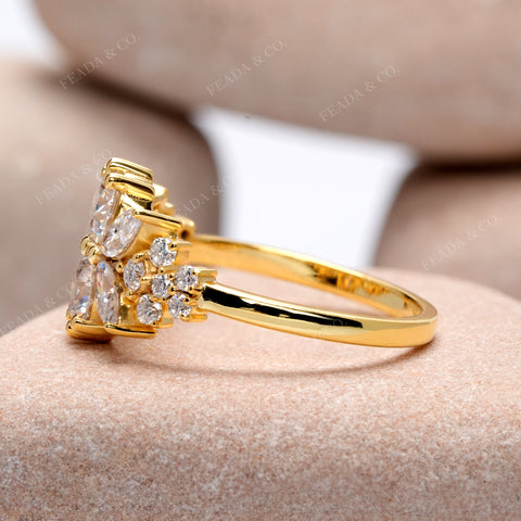 1.494 CT Marquise, Round Cut Colorless Engagement Ring