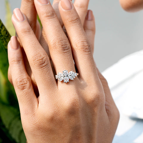 1.494 CT Marquise, Round Cut Colorless Engagement Ring