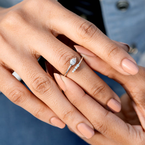 0.342 CT Pear, Round Cut Colorless Engagement Ring