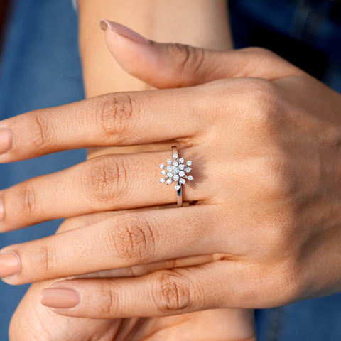0.33CT Round Diamond Premium Snow Flake Ring
