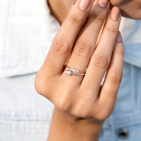 0.342 CT Pear, Round Cut Colorless Engagement Ring