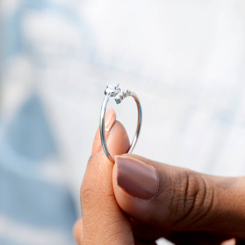 0.342 CT Pear, Round Cut Colorless Engagement Ring