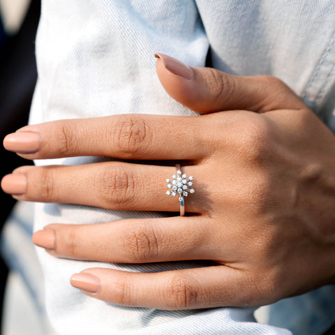 0.33CT Round Diamond Premium Snow Flake Ring