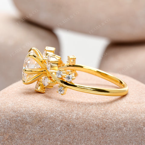 2.37 CT Round, Marquise Cut Colorless Engagement Ring