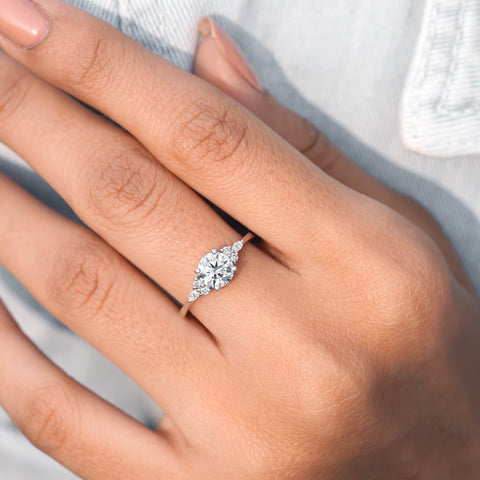 1.122 CT Round, Marquise cut, Colorless Engagement Ring