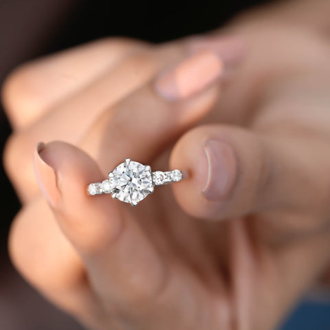 1.85 CT  Round Cut Colorless Engagement Ring