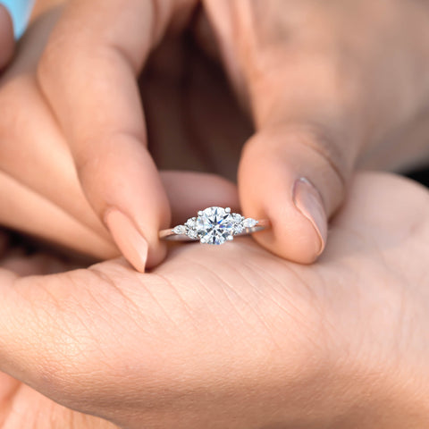 1.122 CT Round, Marquise cut, Colorless Engagement Ring