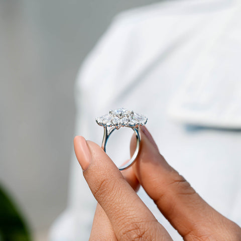 5.36 CT Round, Marquise Cut Colorless Engagement Ring