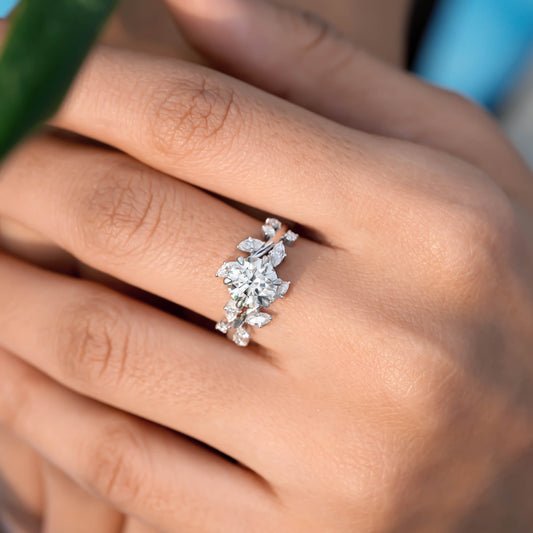 2.37 CT Round, Marquise Cut Colorless Engagement Ring
