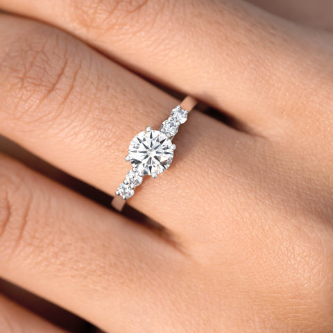 1.24 CT  Round Cut Colorless Engagement Ring