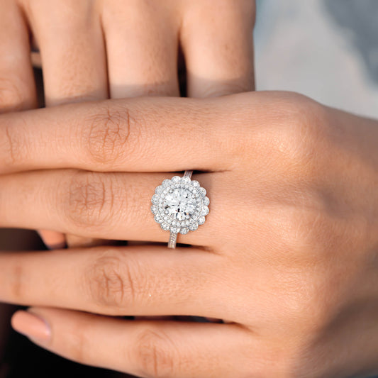 1.95 CT Round Cut Colorless Engagement Ring