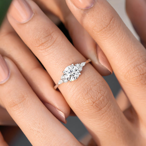 1.122 CT Round, Marquise cut, Colorless Engagement Ring