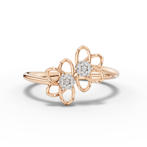 Twin Bloom Delicate Ring