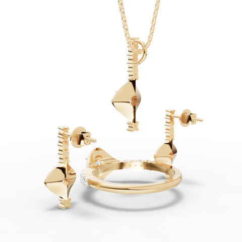 Trinity Bloom Moissanite Diamond Jewellery Set