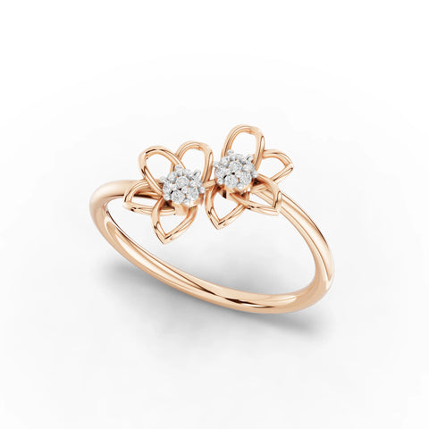 Twin Bloom Delicate Ring