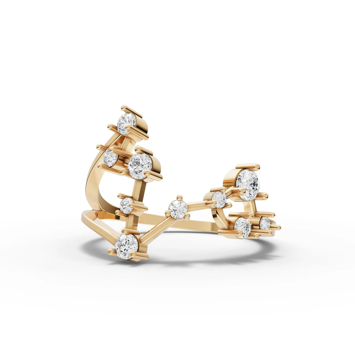 Pisces Zodiac Round Diamond Ring