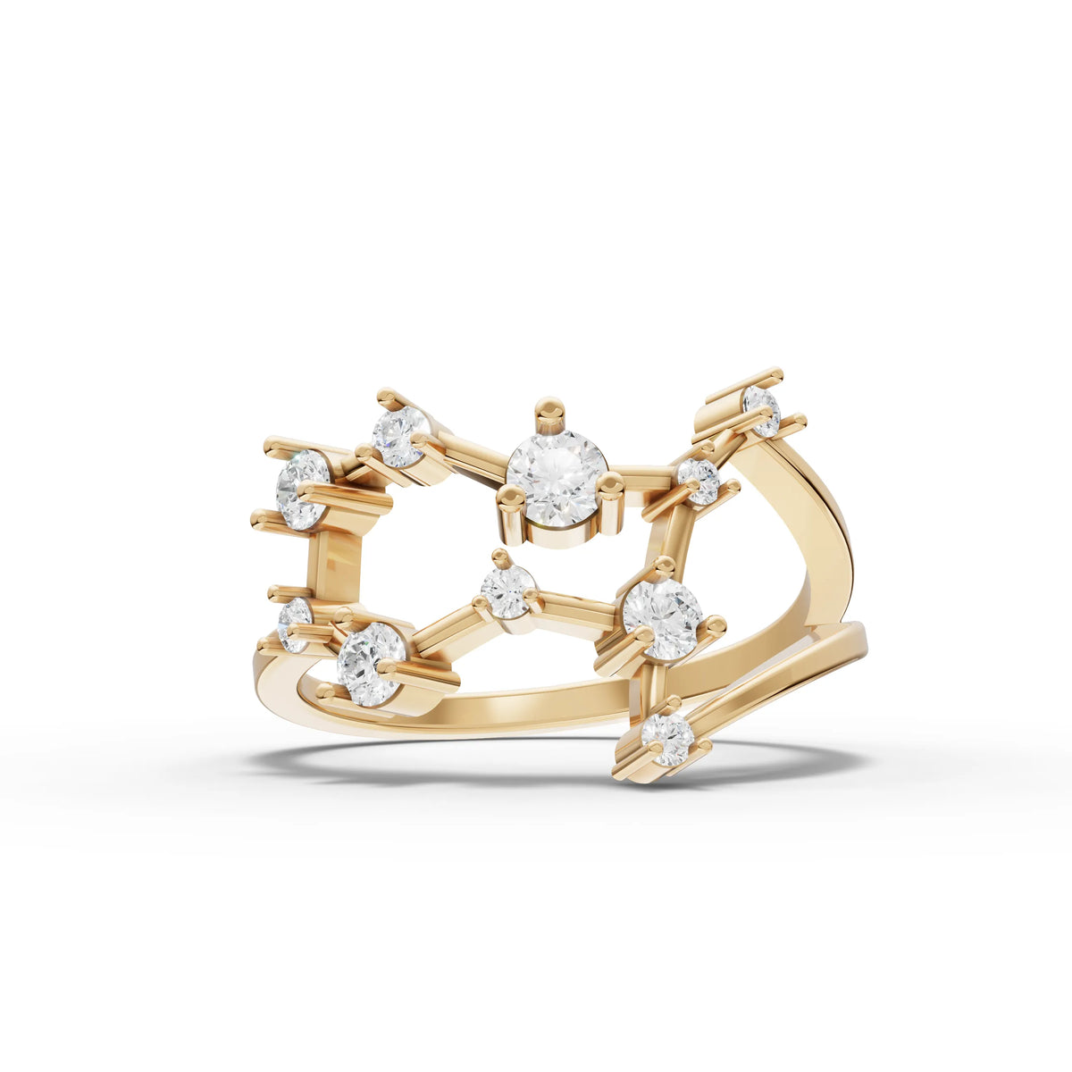 Gemini Zodiac Round Diamond Ring