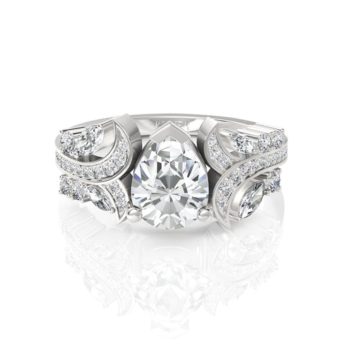 2.47 CT Marquise, Pear, Round Cut Colorless Engagement Ring