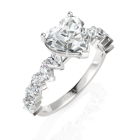 3.05 CT Heart Cut Colorless Engagement Ring