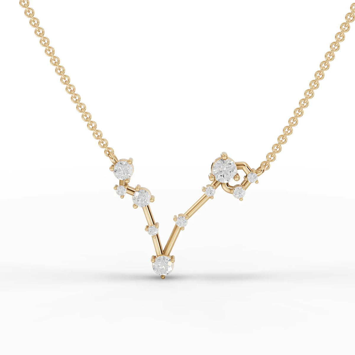 Pisces Zodiac Round Diamond Chain Pendant