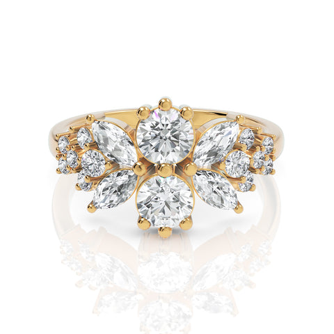 1.494 CT Marquise, Round Cut Colorless Engagement Ring