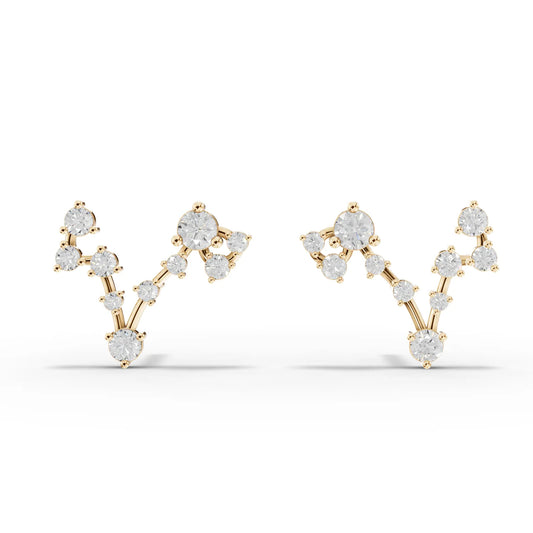 Pisces Zodiac Round Diamond Earring