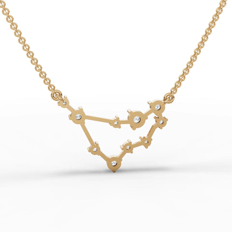 Capricon Zodiac Round Diamond Chain Pendant